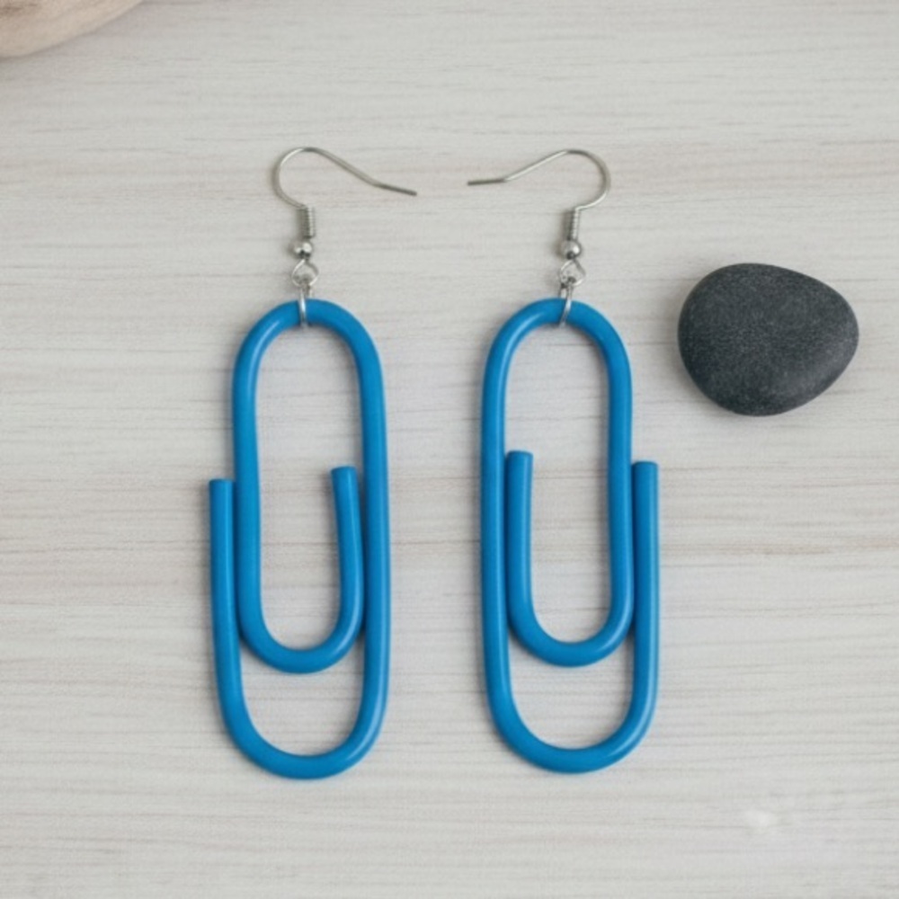 Colorful Paperclip Dangle — Handmade Earrings — Hypoallergenic